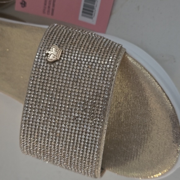 NWT Juicy Couture gold Sparkle platform cushion sandals - Picture 4 of 7